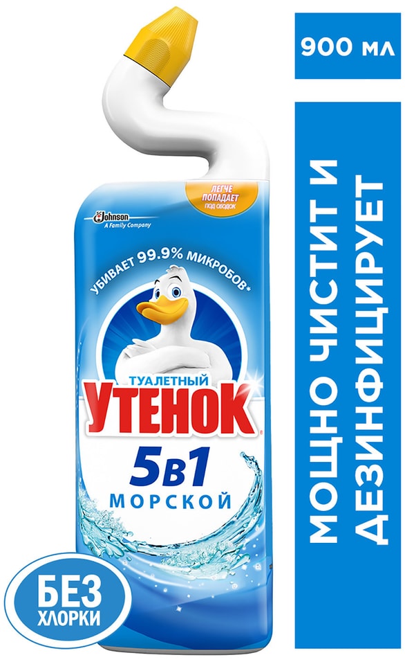 Средство для чистки унитаза Туалетный Утенок 5в1 Морской 900мл