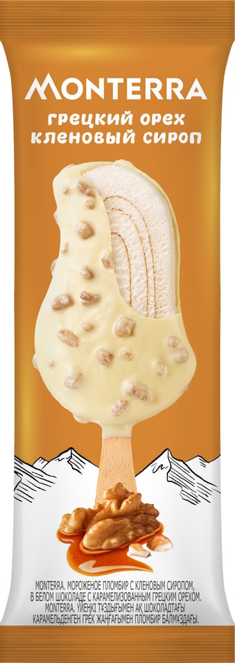 Мороженое Monterra Пломбир Грецкий орех-Кленовый сироп 69г