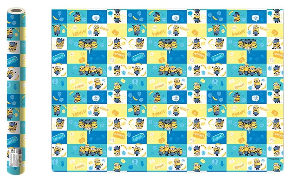 Бумага упаковочная Minions голубая с желтым 70*100см 2шт