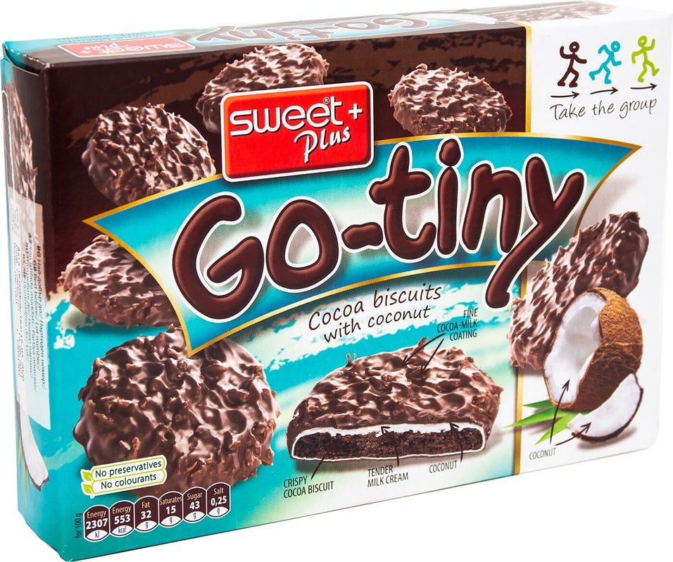 Печенье Sweet Plus Go-Tiny Шоколадное с кокосом 130г