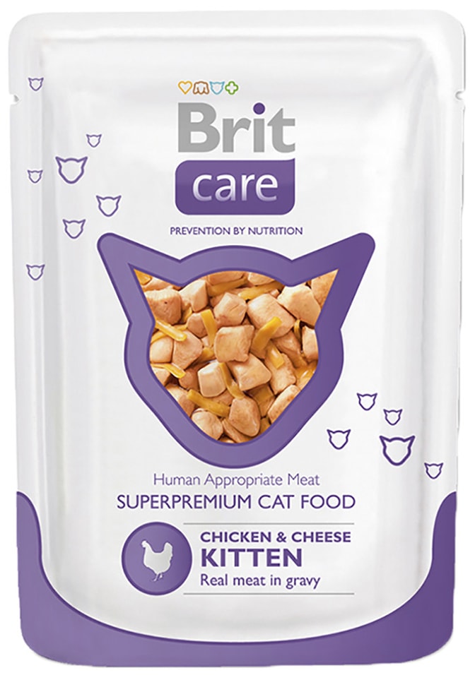 Влажный корм для котят Brit care Курица и сыр 80г
