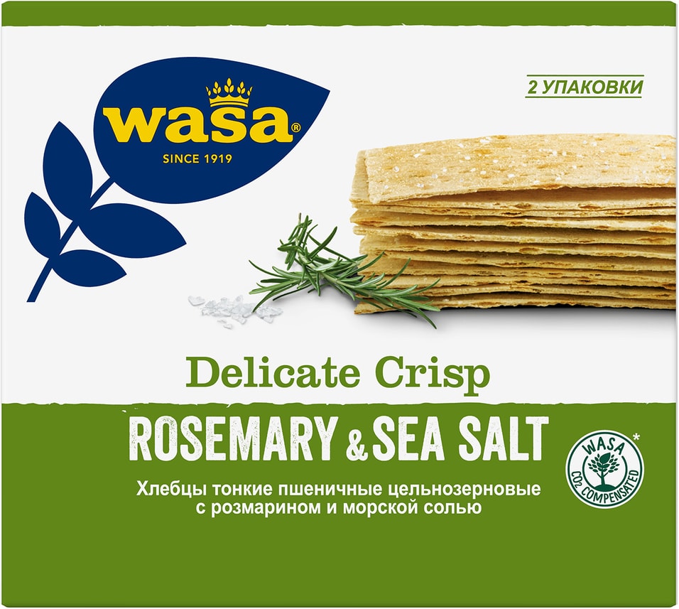 Хлебцы Wasa пшеничные с розмарином и морской солью 190г