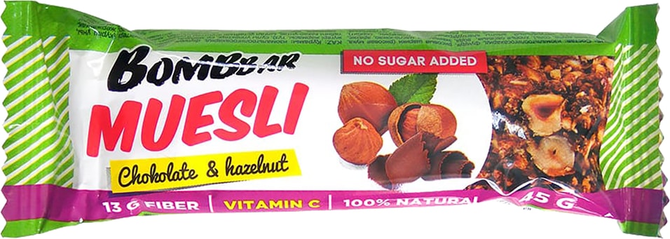 Батончик Bombbar мюсли фундук 45г 60₽