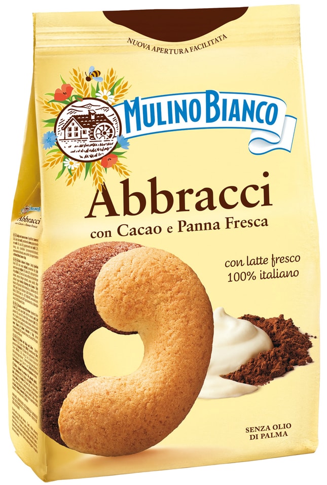 Печенье Mulino Bianco Abbracchi сдобное с какао и сливками 350г