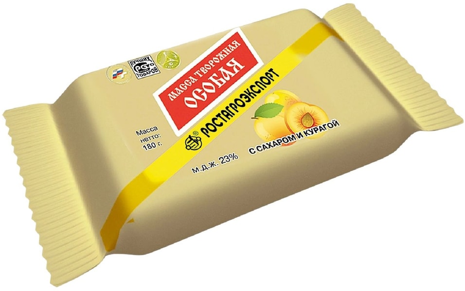 Масса творожная Ростагроэкспорт Особая с курагой 23 180г 139₽