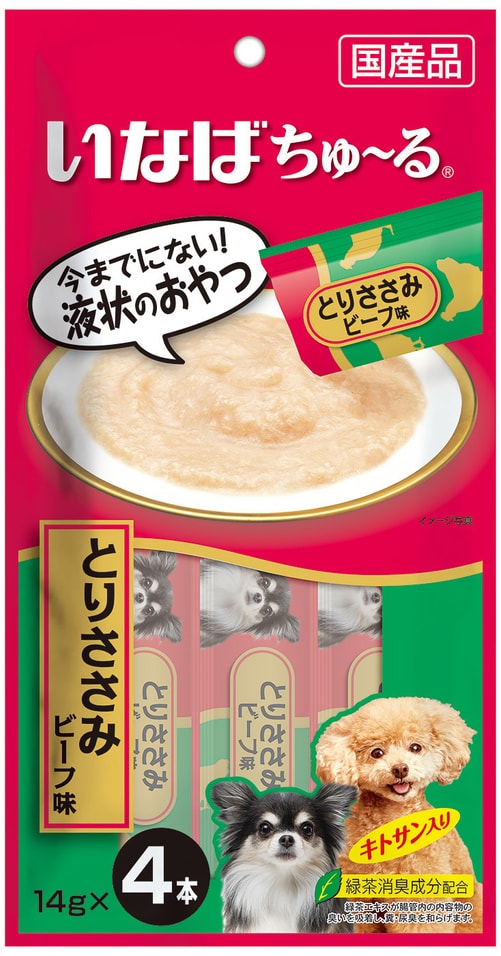 Лакомство для собак Inaba Churu Куриное филе со вкусом говядины 14г*4шт