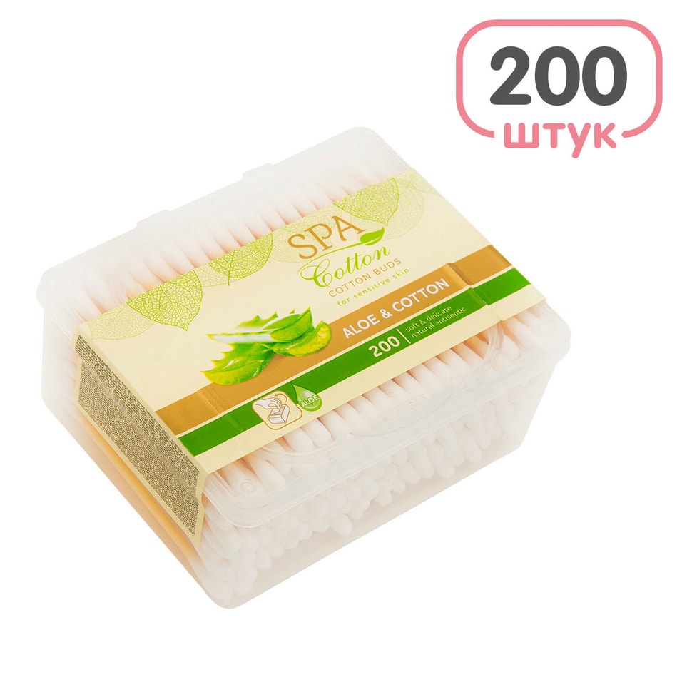Палочки ватные Spa Cotton Aloe 200шт