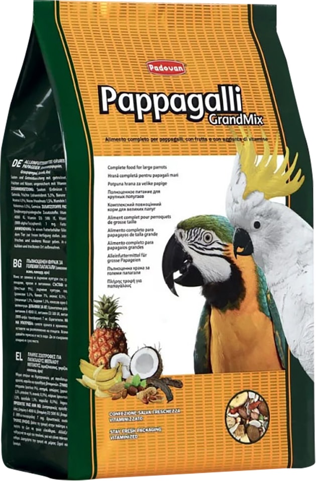 Корм для птиц Padovan Grandmix Pappagalli Основной для крупных попугаев 2кг