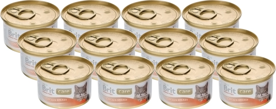 Консервы для кошек Brit care с куриной грудкой 80г (упаковка 48 шт.)