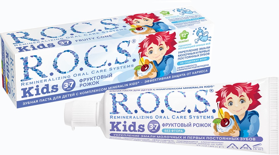 Зубная паста R.O.C.S. Фруктовый рожок для детей 3-7 лет 45г