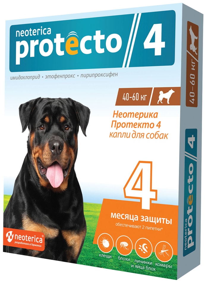 Капли Neoterica Protecto для собак 40-60кг 2шт