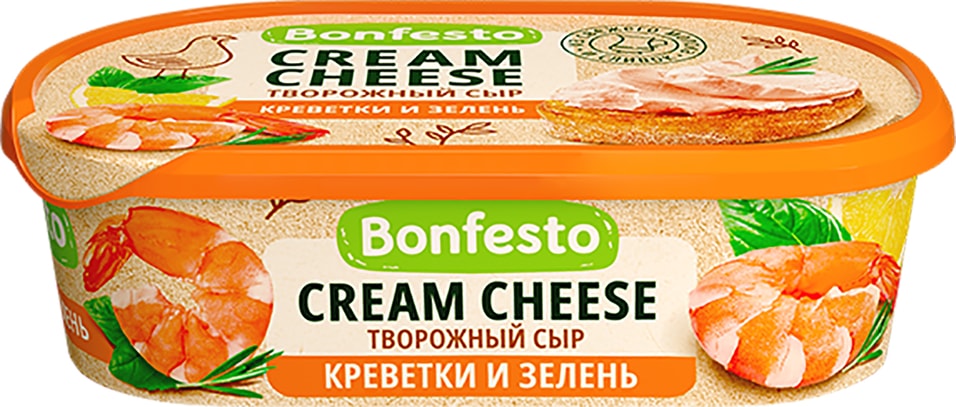 Сыр Bonfesto Кремчиз креветки с зеленью 65 140г 154₽