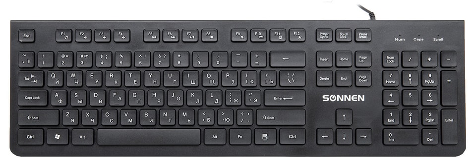 Клавиатура проводная Sonnen KB-8280 USB 104 плоские клавиши черная от Vprok.ru