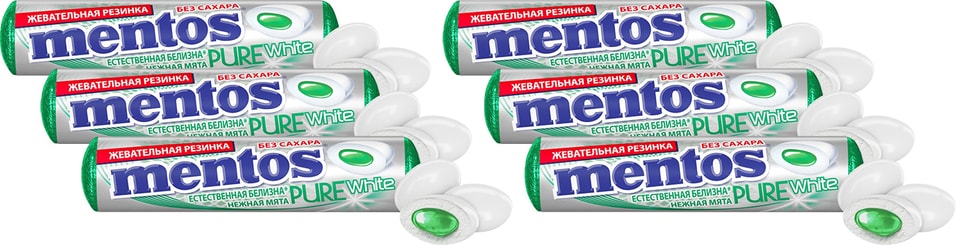 Жевательная резинка Mentos Pure White Нежная мята 15.5г (упаковка 6 шт.) от Vprok.ru