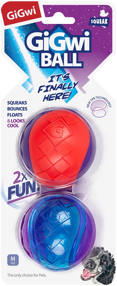 Игрушка для собак GiGwi G-Ball Мячи с пищалкой 6см 2шт