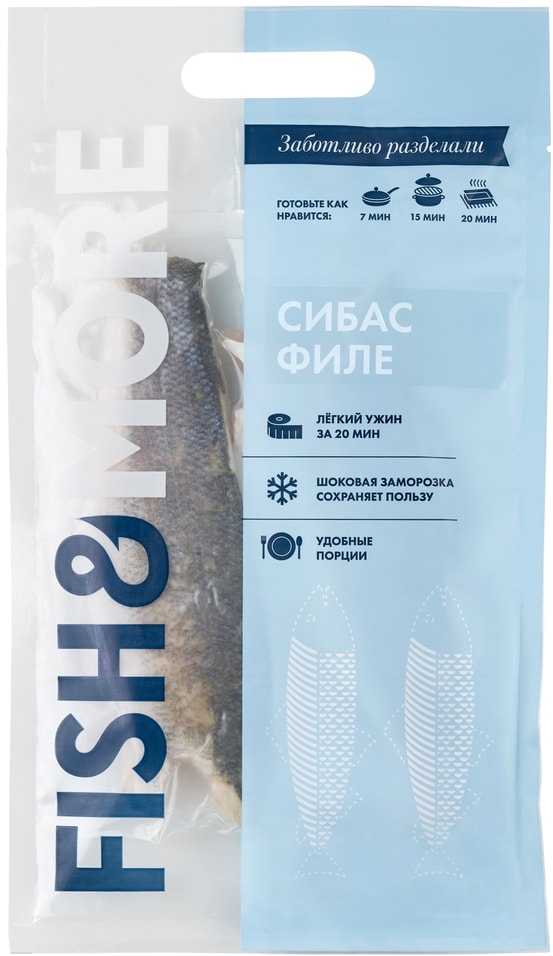 Сибас Fish&More филе на коже 240г - Vprok.ru Перекрёсток