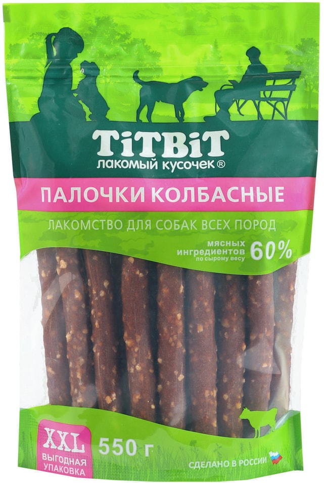 Лакомство для собак TiTBiT Палочки колбасные 550г (упаковка 3 шт.)