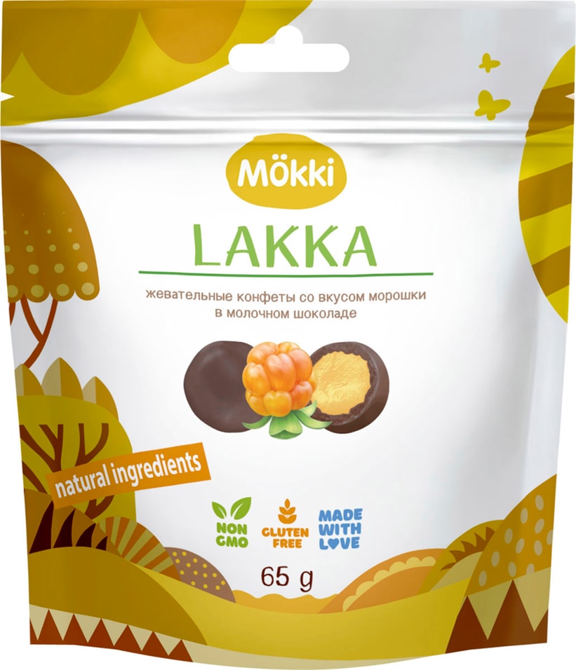 Жевательные конфеты Mokki в молочном шоколаде со вкусом морошки 65г 149₽