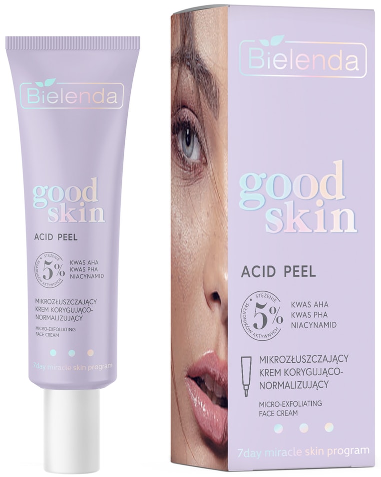 Крем для лица Bielenda Good skin acid peel микро-отшелушивающий корректирующий с AHA+PHA кислотами 50мл