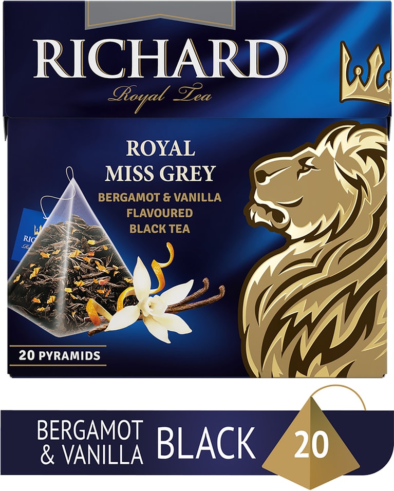 Чай черный Richard Роял Мисс Грей с цедрой ароматом бергамота и ванили 20*1.7г