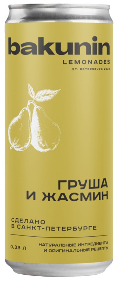 Напиток Bakunin Botanicals Груша и жасмин 330мл