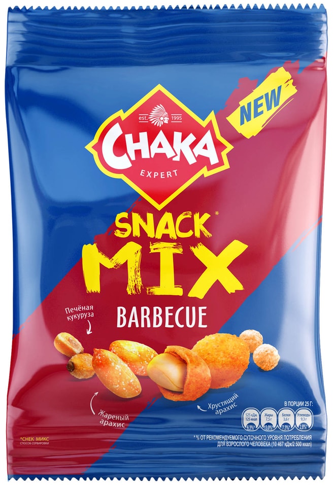 Смесь Chaka snack mix Арахис кукуруза барбекю 50г