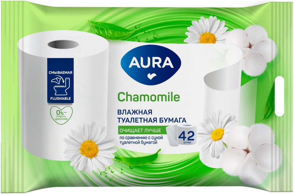 Туалетная бумага Aura влажная 42шт Доставим до двери 109₽