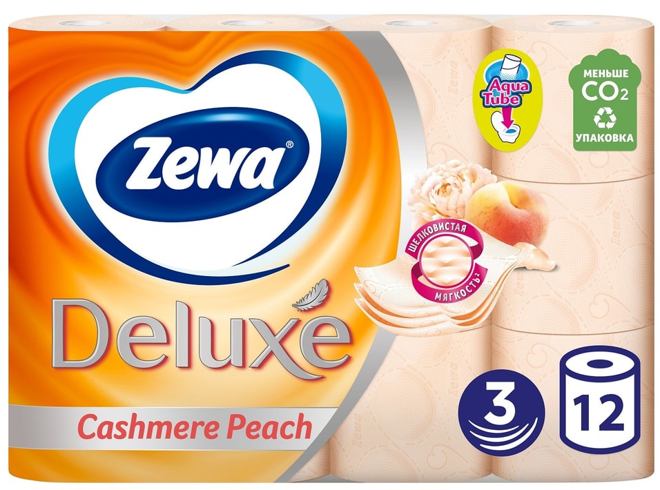 Туалетная бумага Zewa Deluxe Cashmere Peach 12 рулонов 3 слоя от Vprok.ru