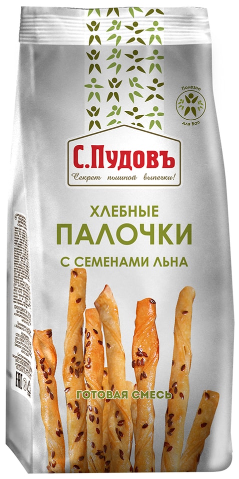 Смесь для выпечки С.Пудовъ Палочки хлебные с семенами льна 400г