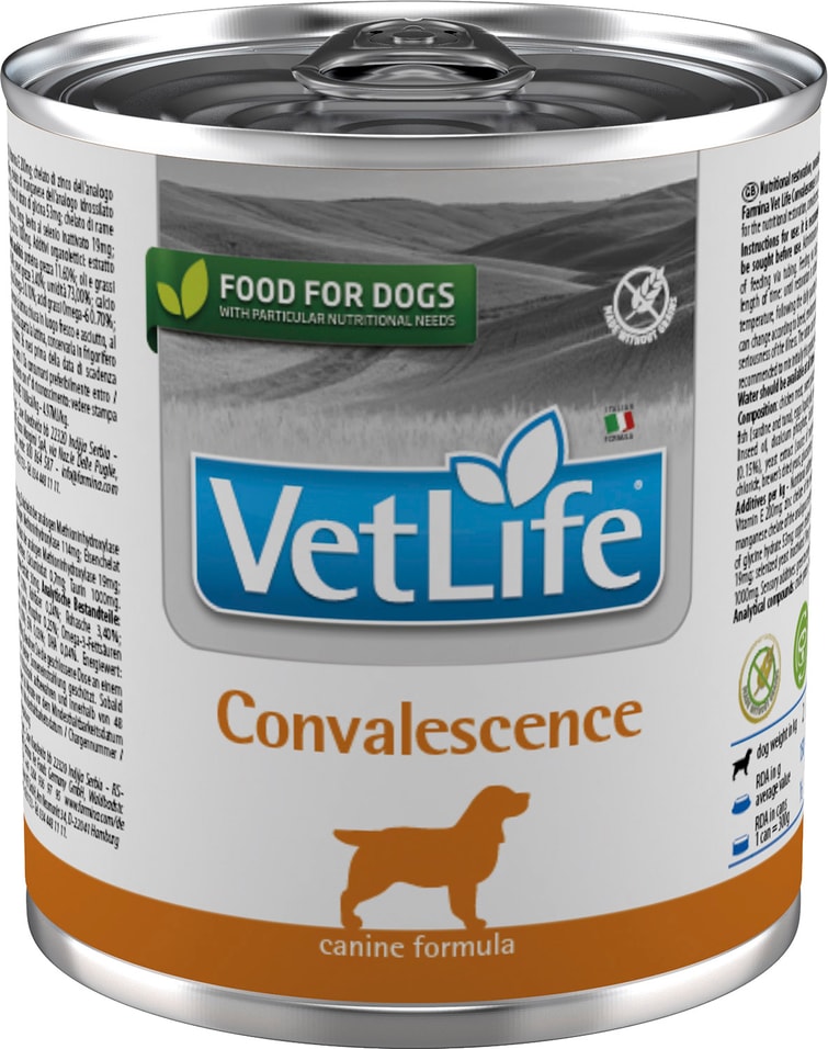 Влажный корм для собак Farmina Vet Life Dog Convalescence диетический с курицей в восстановительный и послеоперационный (упаковка 6 шт.)