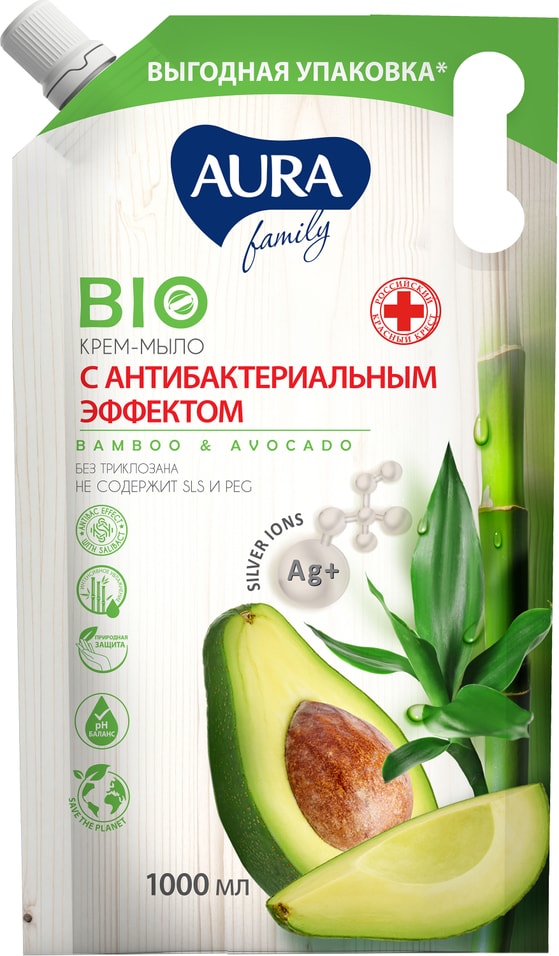 Мыло жидкое Aura Бамбук авокадо 1л