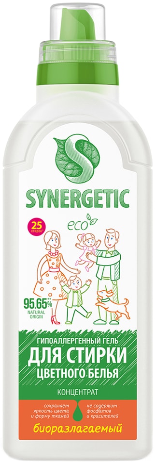 Гель для стирки Synergetic цветного белья 750мл 259₽