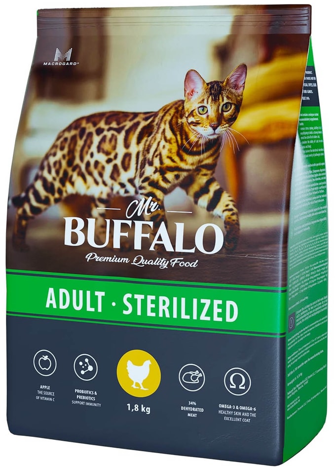 Сухой корм для кошек MrBuffalo Sterilized с курицей 18кг 1703₽