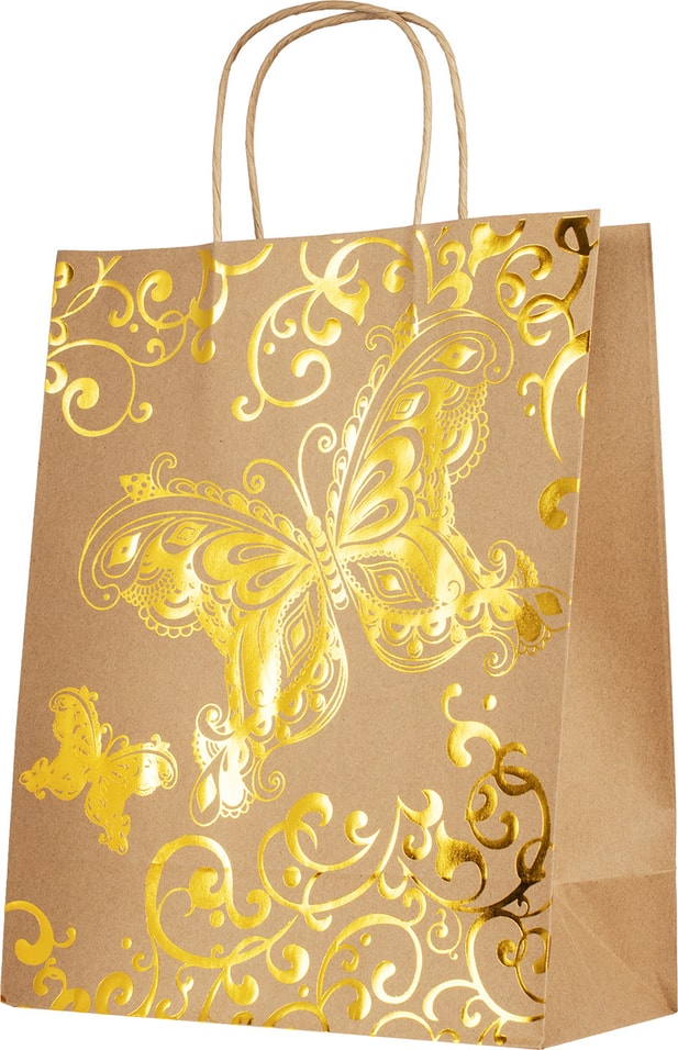 Пакет подарочный Magic Pack Золотые бабочки 26*32.4*12.7см от Vprok.ru