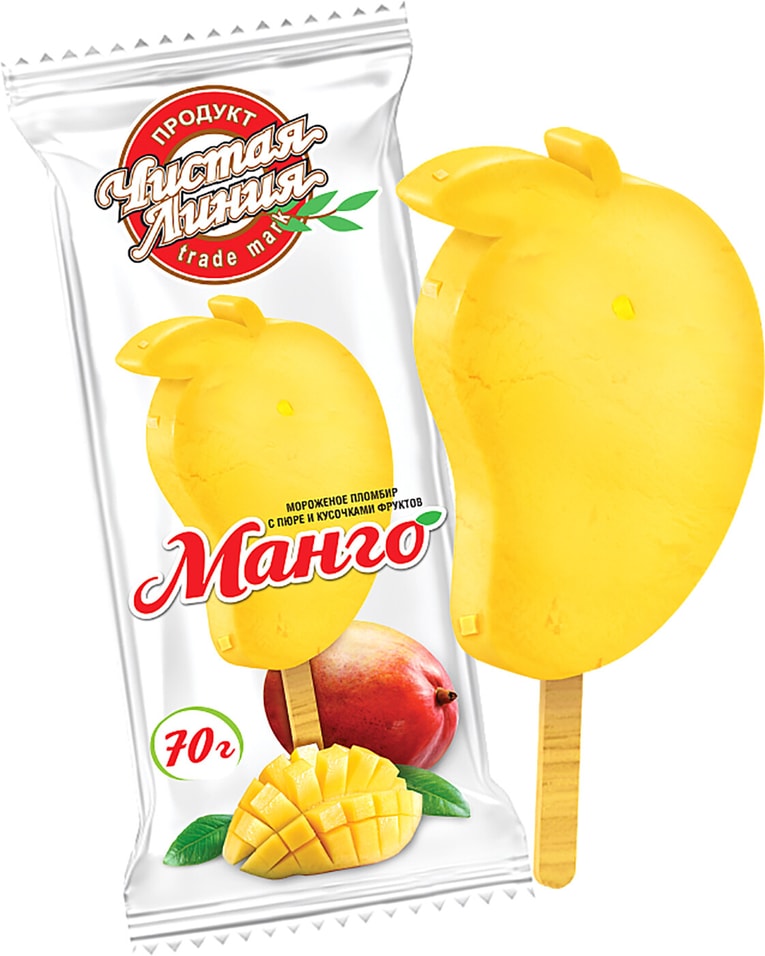 Отзывы о Мороженом Чистая Линия Пломбир с пюре и кусочками манго 70г