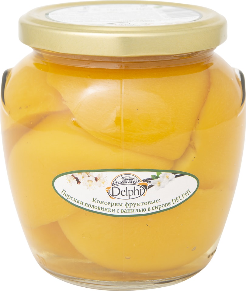 Персики Delphi половинки с ванилью в сиропе 550г от Vprok.ru