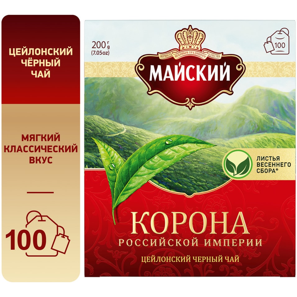 Чай черный Майский Корона Российской Империи 100*2г