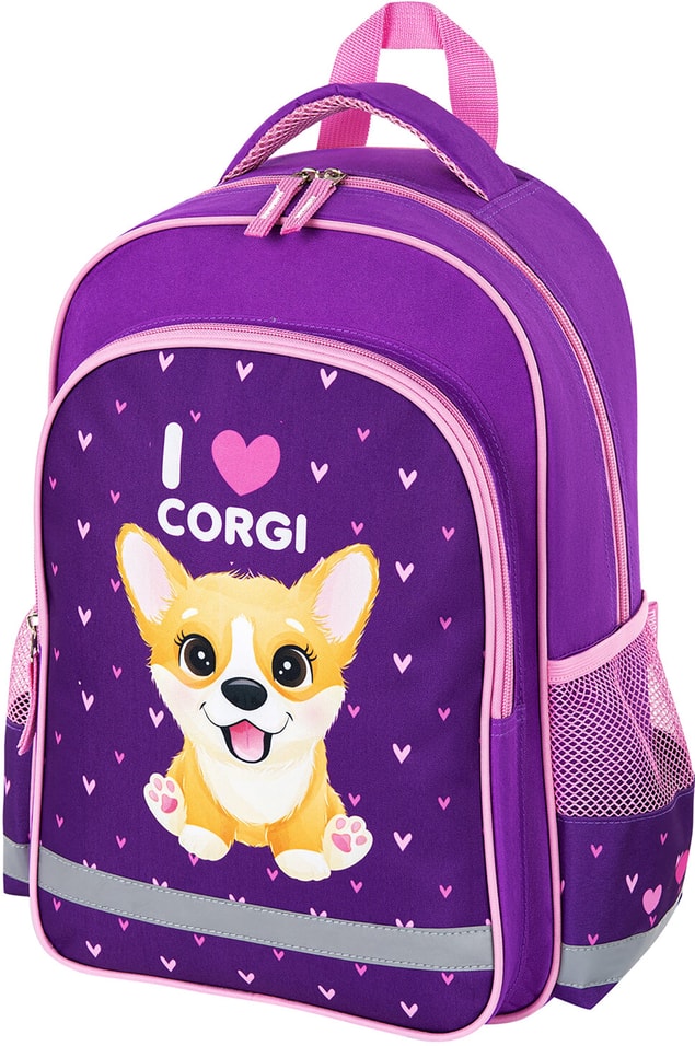 Рюкзак Пифагор School I love corgi для начальной школы 38x28*14см