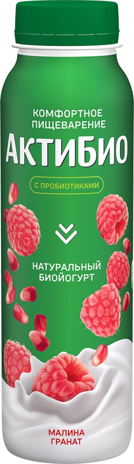 Био йогурт питьевой АКТИБИО С бифидобактериями малина гранат 1.5% 260г