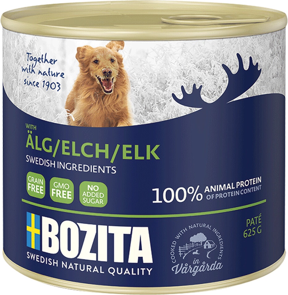 Корм для собак Bozita Elk мясной паштет с лосем 625г (упаковка 12 шт.)