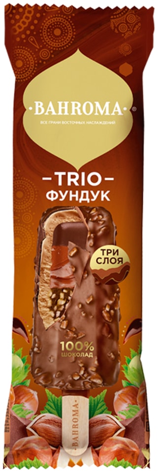 Мороженое Bahroma Trio Фундук Эскимо 10% 65г
