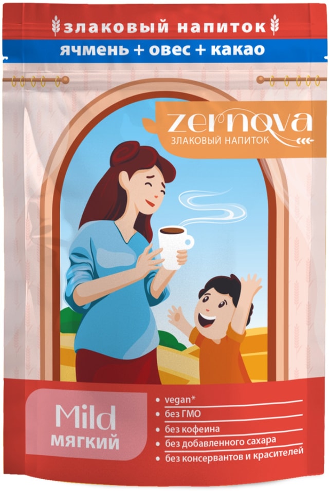 Напиток Zernova Mild Ячмень Овес Какао злаковый растворимый 200г