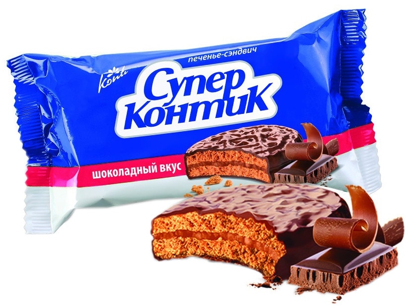 Печенье-сэндвич Konti Супер Контик Шоколадный вкус 100г от Vprok.ru
