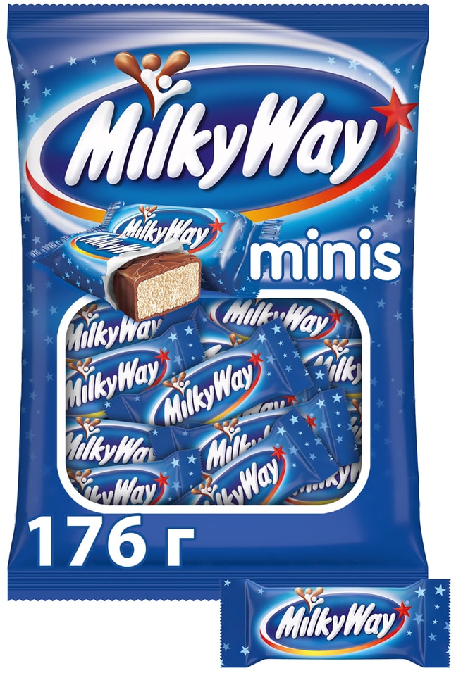 Шоколадный батончик Milky Way Minis 176гс доставкой 219₽