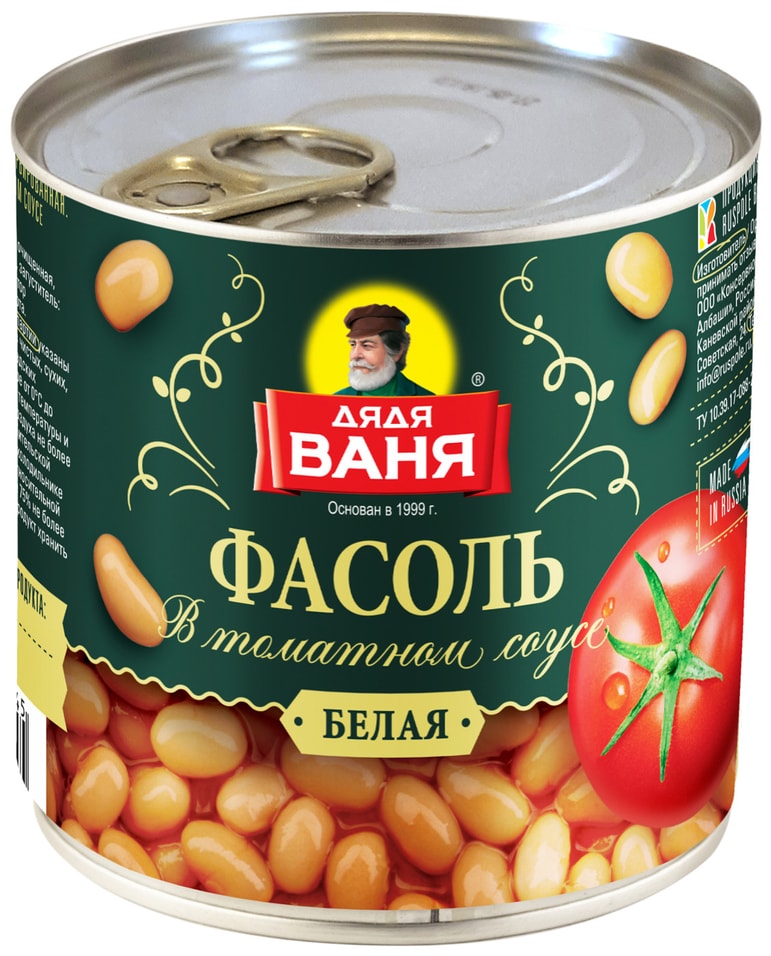 Фасоль Дядя Ваня белая в томатном соусе 400г