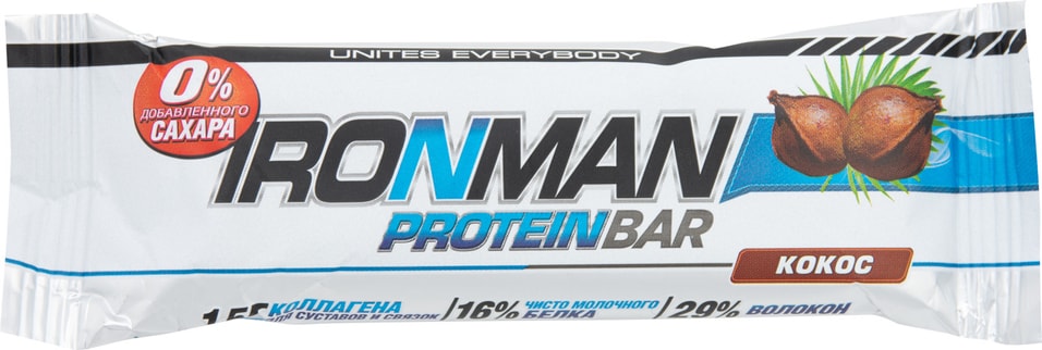 Батончик протеиновый IronMan Protein Bar Кокос 50г