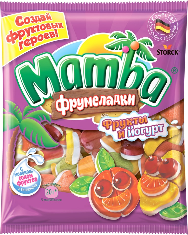 Мармелад Mamba жевательный Фрукты и йогурт фрумеладки 72г