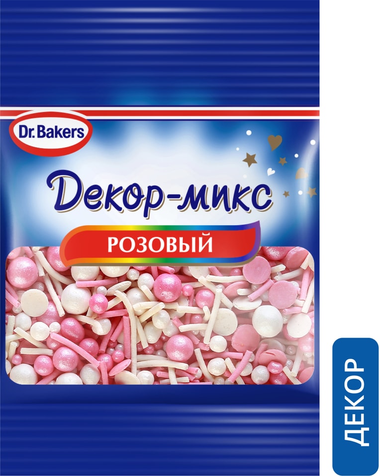 Посыпка DrBakers Декор-микс Розовый сахарный 10г 50₽