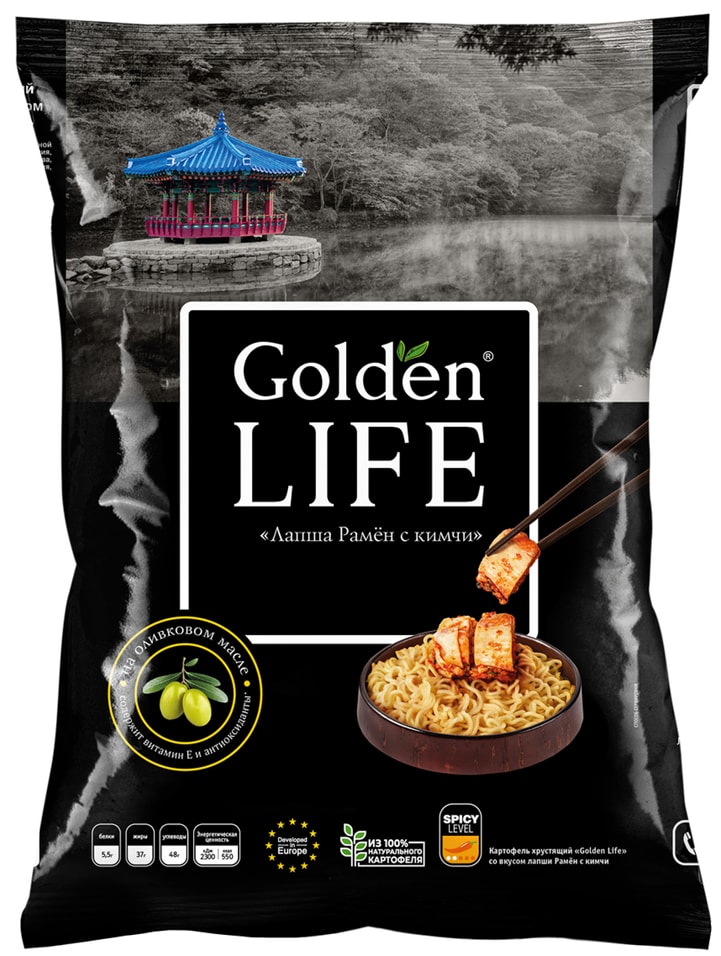 Чипсы Golden Life Лапша Рамен с кимчи 90гс доставкой 145₽