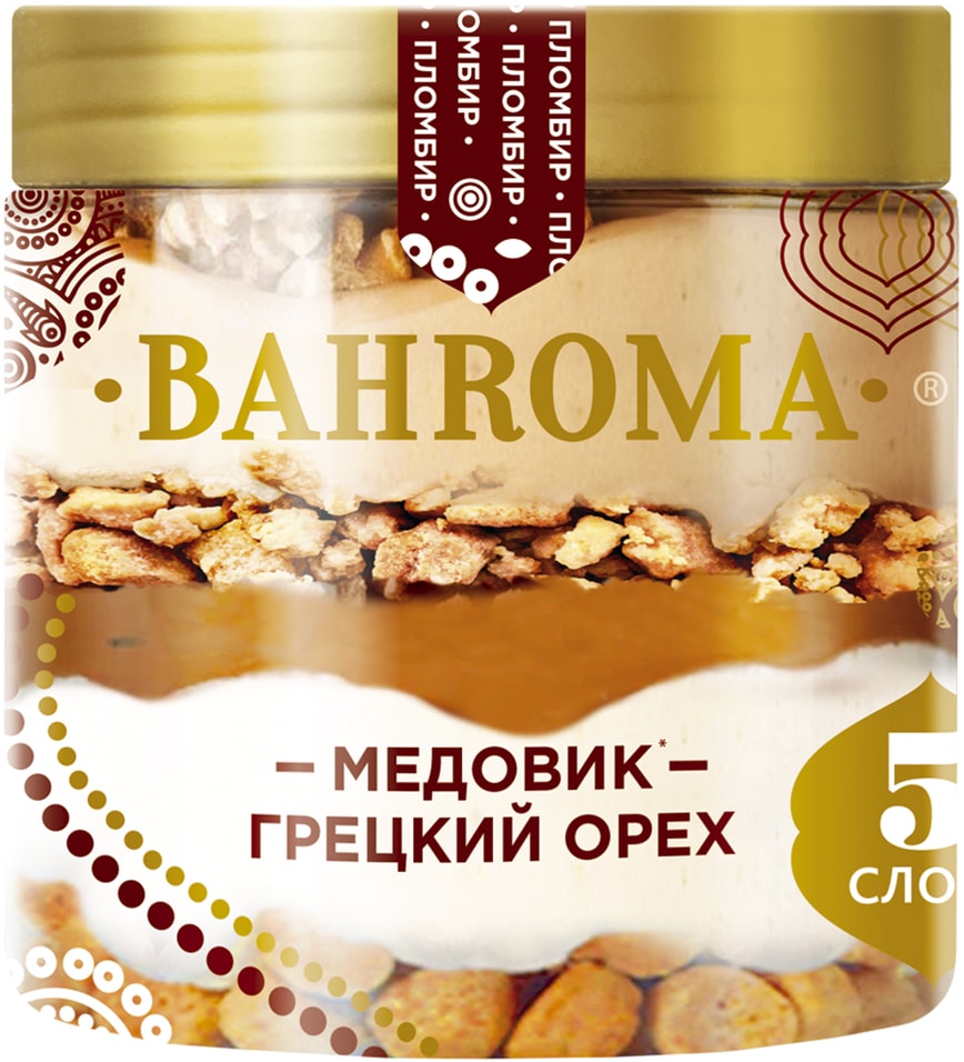 Мороженое Bahroma Пломбир Медовик грецкий орех 12% 320г